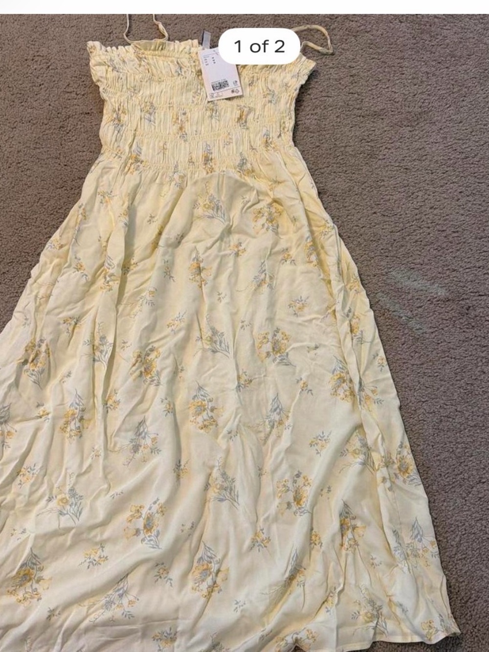 Women’s Yellow Floral Smocked Sundress